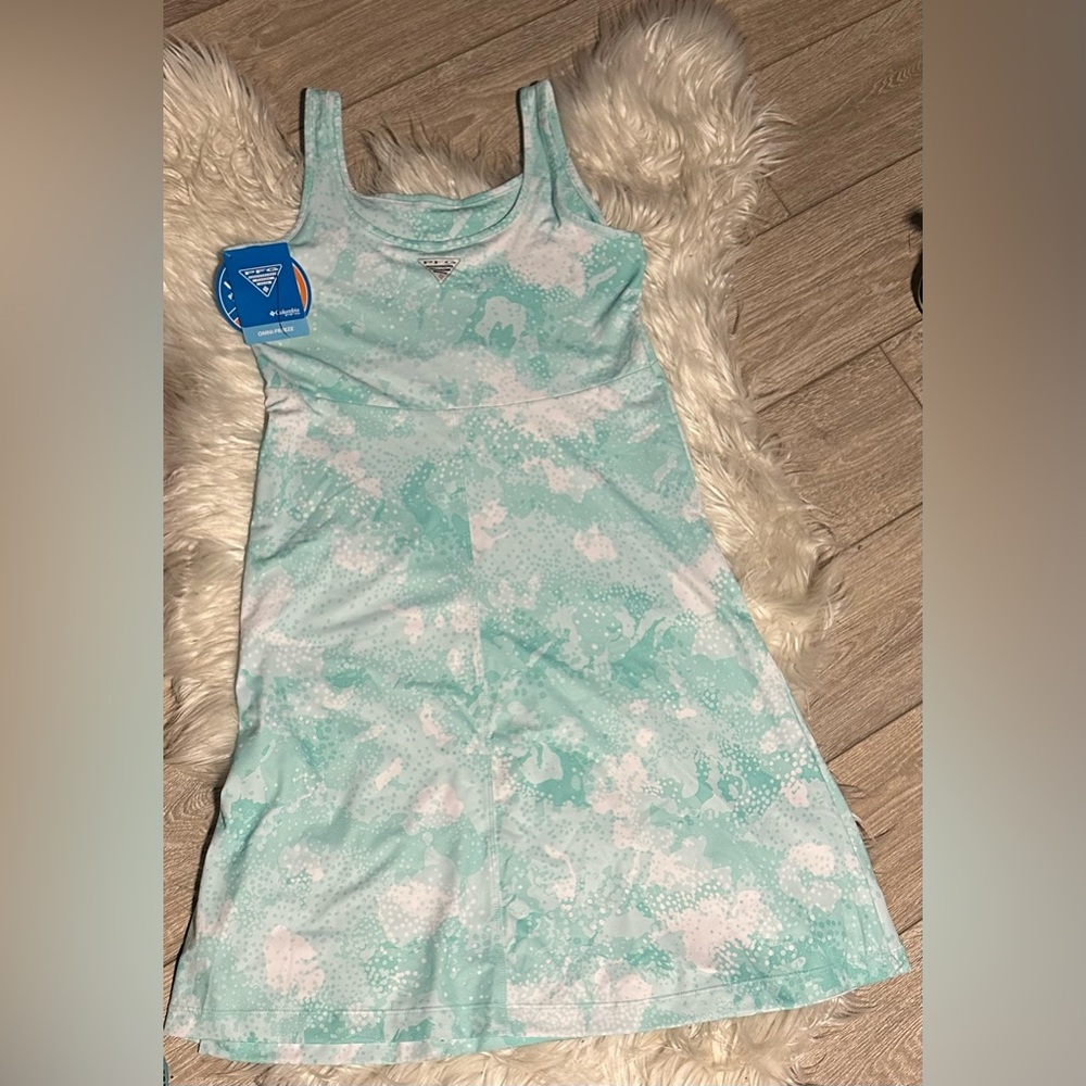 Teal and white dress
